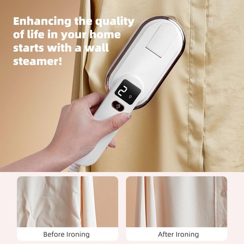 Portable Travel Steamer for Clothes,Duqifo Mini Handheld Fabric Garment Travel Steamers Steam Iron for Clothing,9s Fast Heating,2-in-1 Steam Iron 1300w Steamer with Lcd Screen and 180ml for Home-White