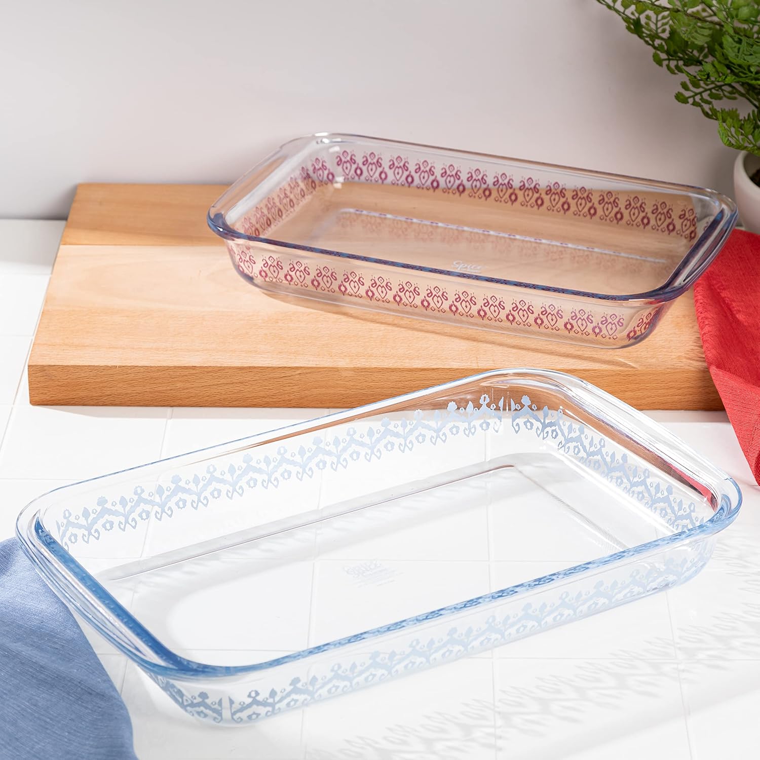 Spice by Tia Mowry | Cloves Bakeware Set - 2 Pack of 3.1 QT & 2.3 QT Oven-Safe Borosilicate Glass