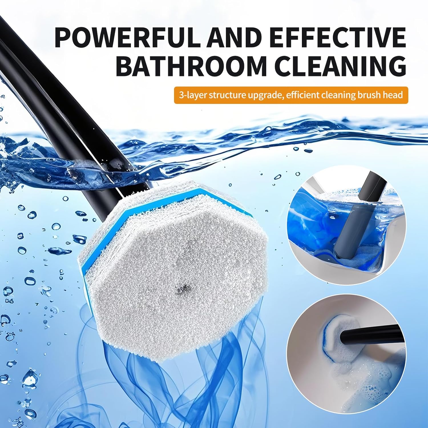 Skiennix Disposable Toilet Brush - Hygienic Toilet Bowl Cleaner with Holder & 40 Refills for Easy Maintenance