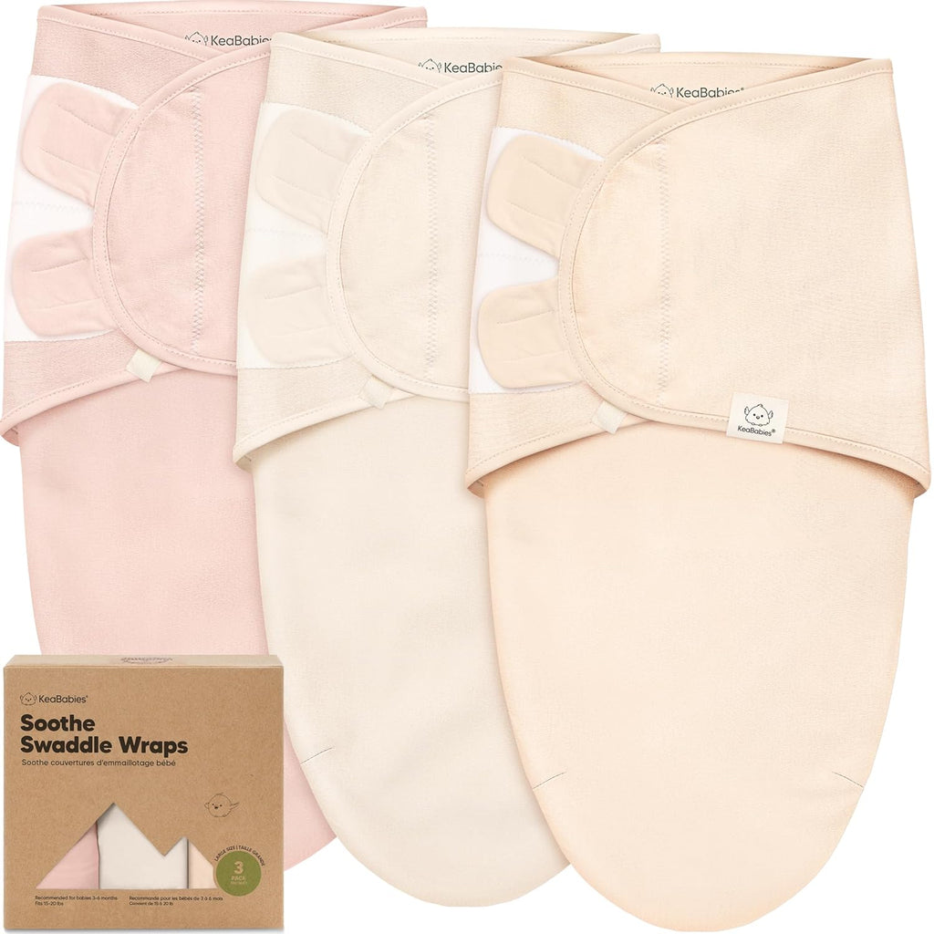 Skiennix Organic Baby Swaddle Sleep Sacks - Soft & Snug for Newborns 3-6 Months | 3-Pack (Angelic, L)