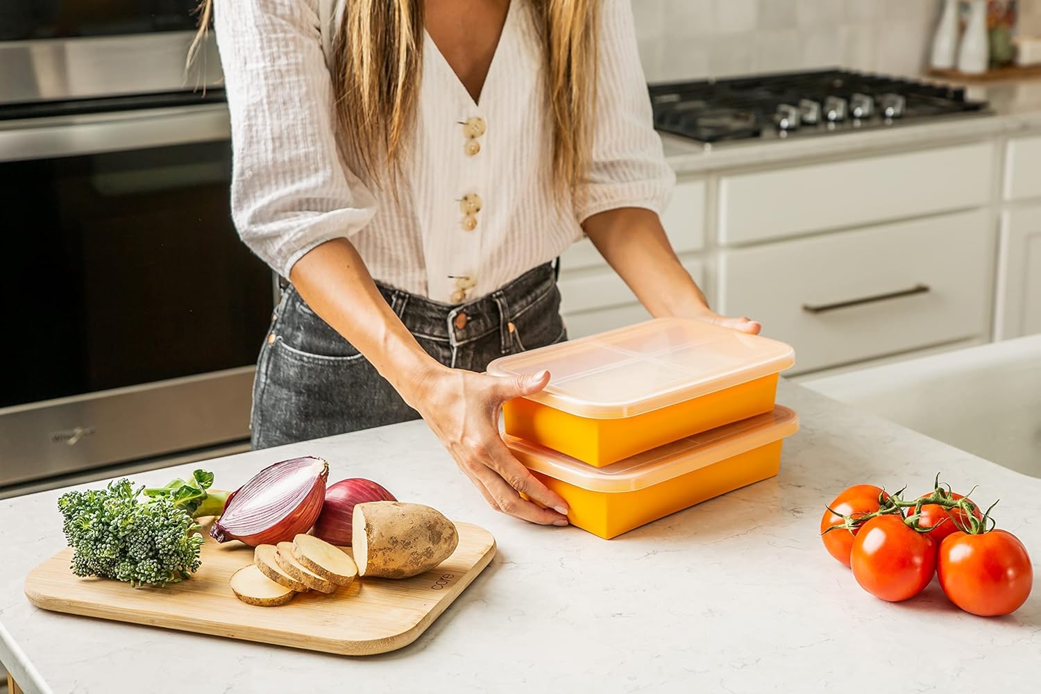 Skiennix Large Silicone Freezer Containers - 6 Cup BPA-Free Food Storage for Soup & Leftovers