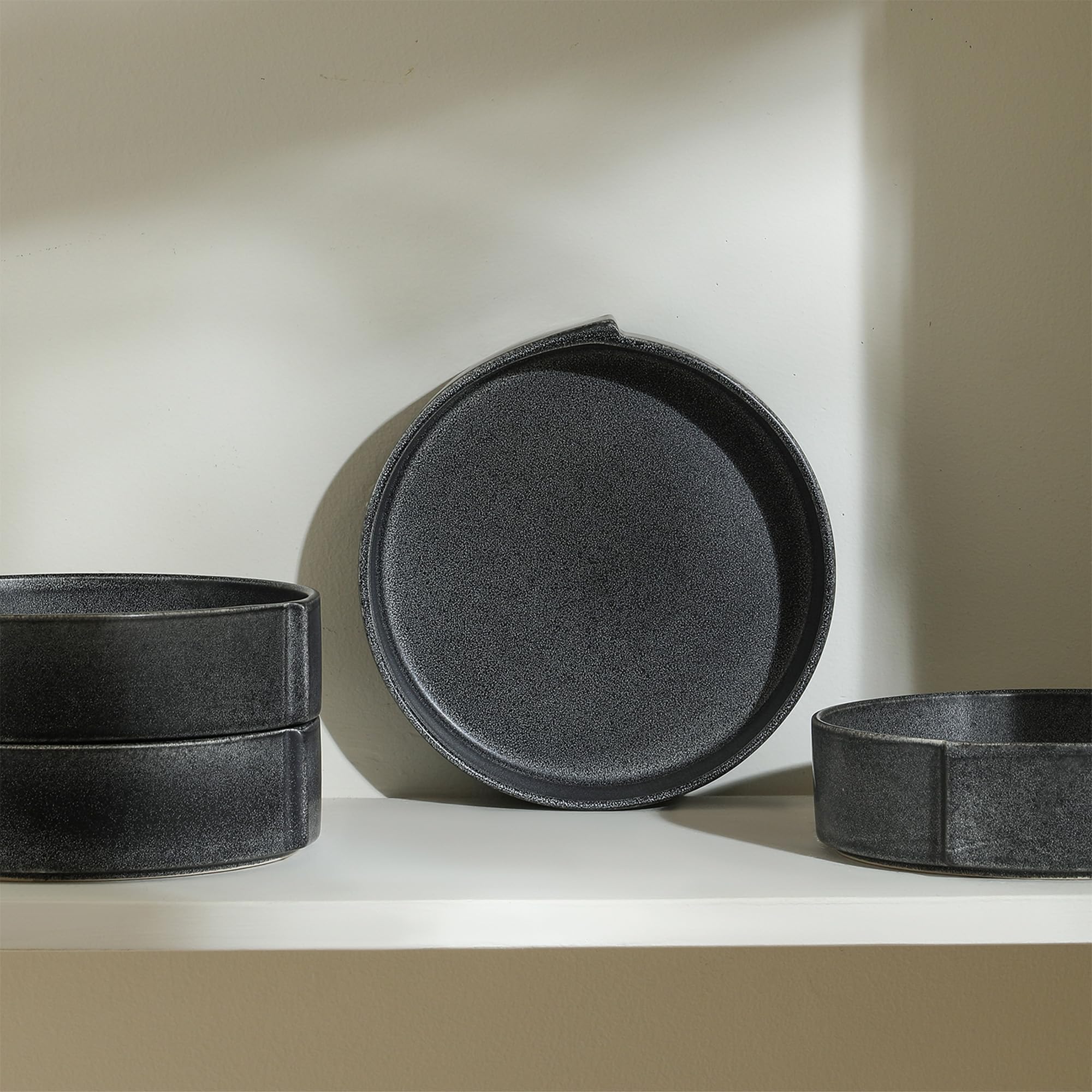 Stone Lain Bao 8-Piece Pasta Bowl Set Stoneware, Charcoal