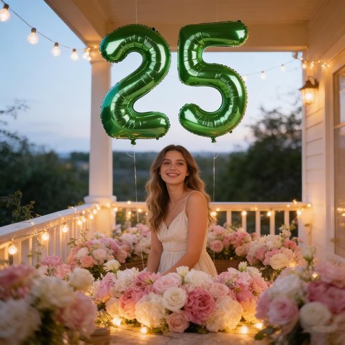 Happy 25th Birthday Decorations - 40 Inch Dark Green Foil Balloon Numbers for Women | Perfect for Parties & Anniversaries