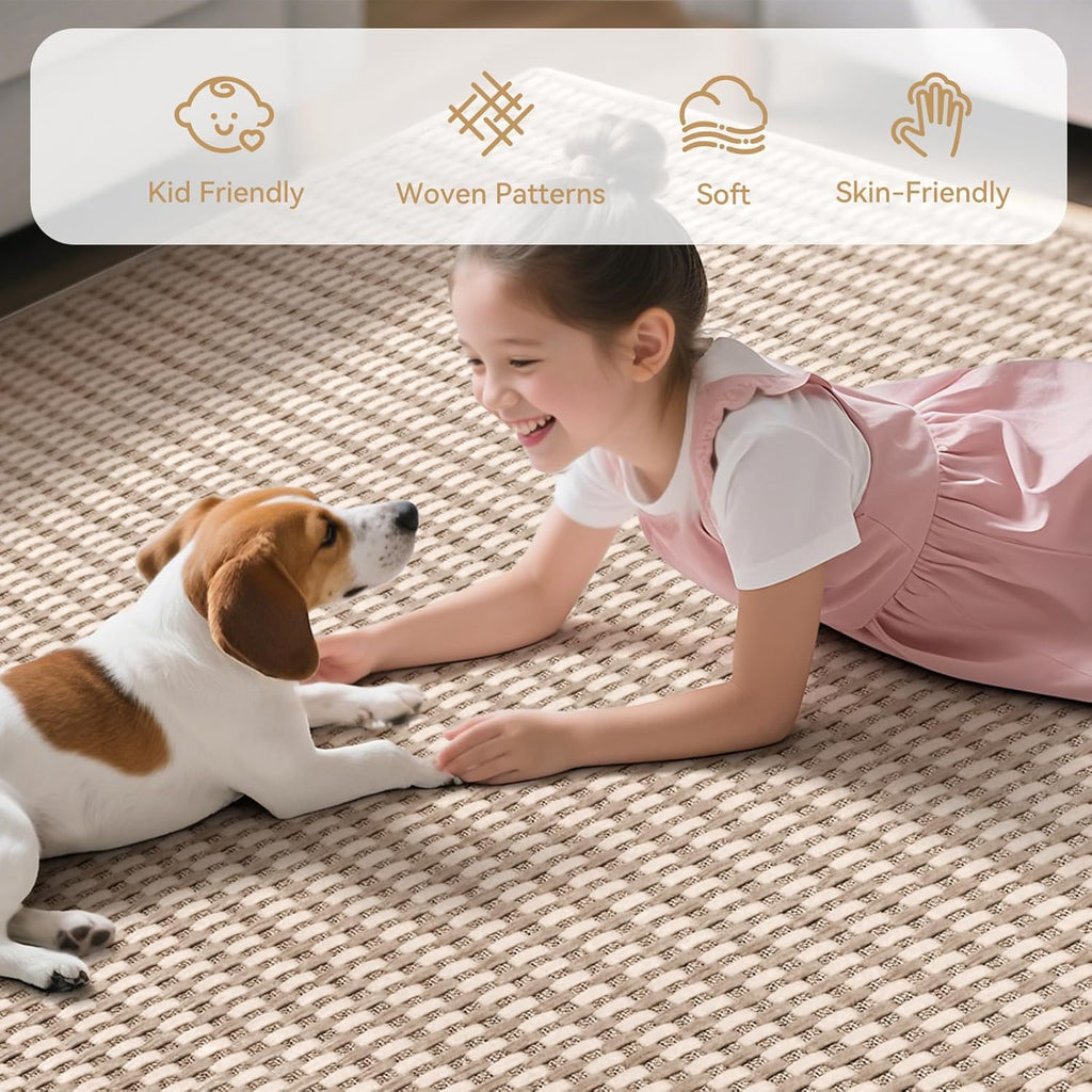 YDKGL Area Rug - Non-Slip Washable Boho Woven Runner for Entryway | 3x5 ft Brown Carpet