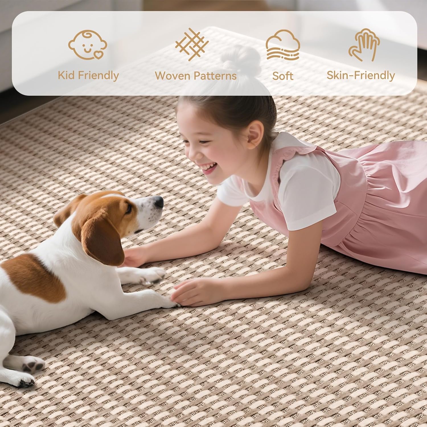 YDKGL Area Rug - Non-Slip Washable Boho Woven Runner for Entryway | 3x5 ft Brown Carpet