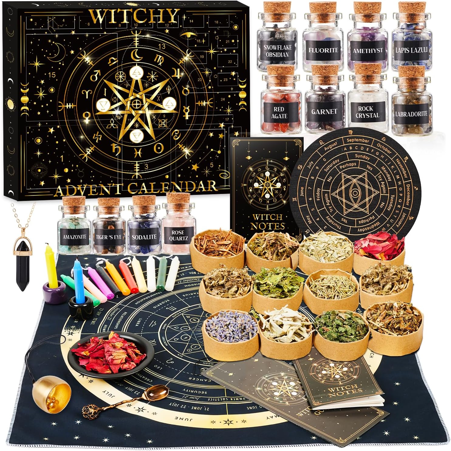 Skiennix Witchcraft Supplies Advent Calendar - Magical Tools, Crystals & Healing Candles for Women & Teens