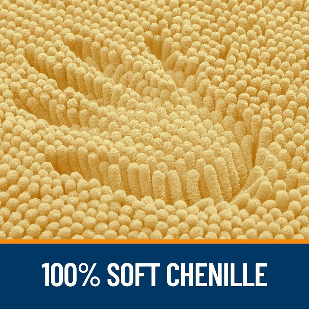OLANLY U-Shaped Toilet Rug - Extra Soft Chenille, Quick-Dry & Non-Slip | 24x20 Inches, Yellow