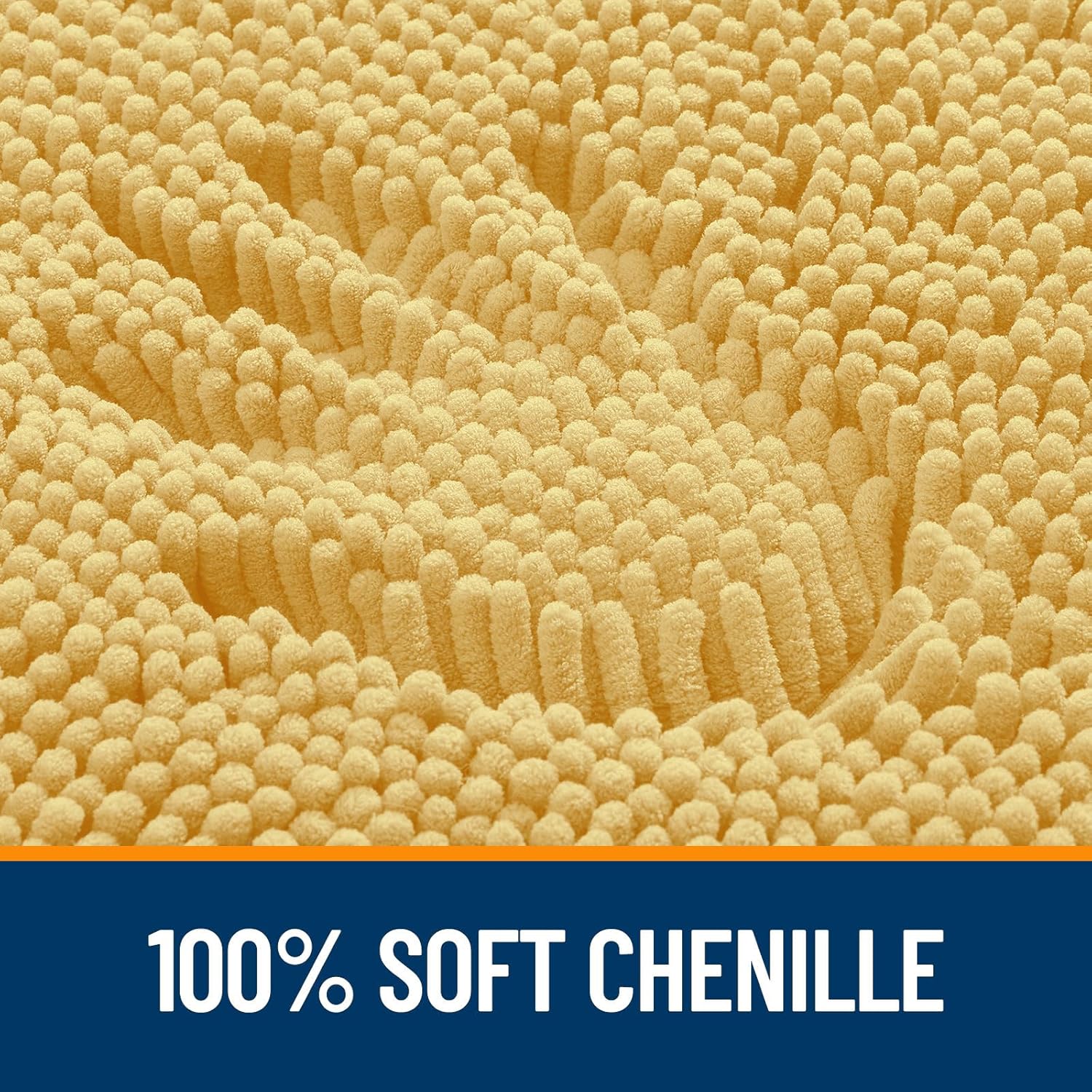 OLANLY Bathroom Runner Rugs - Extra Soft Chenille Bath Mats | Quick Dry, Machine Washable, 44x24, Yellow