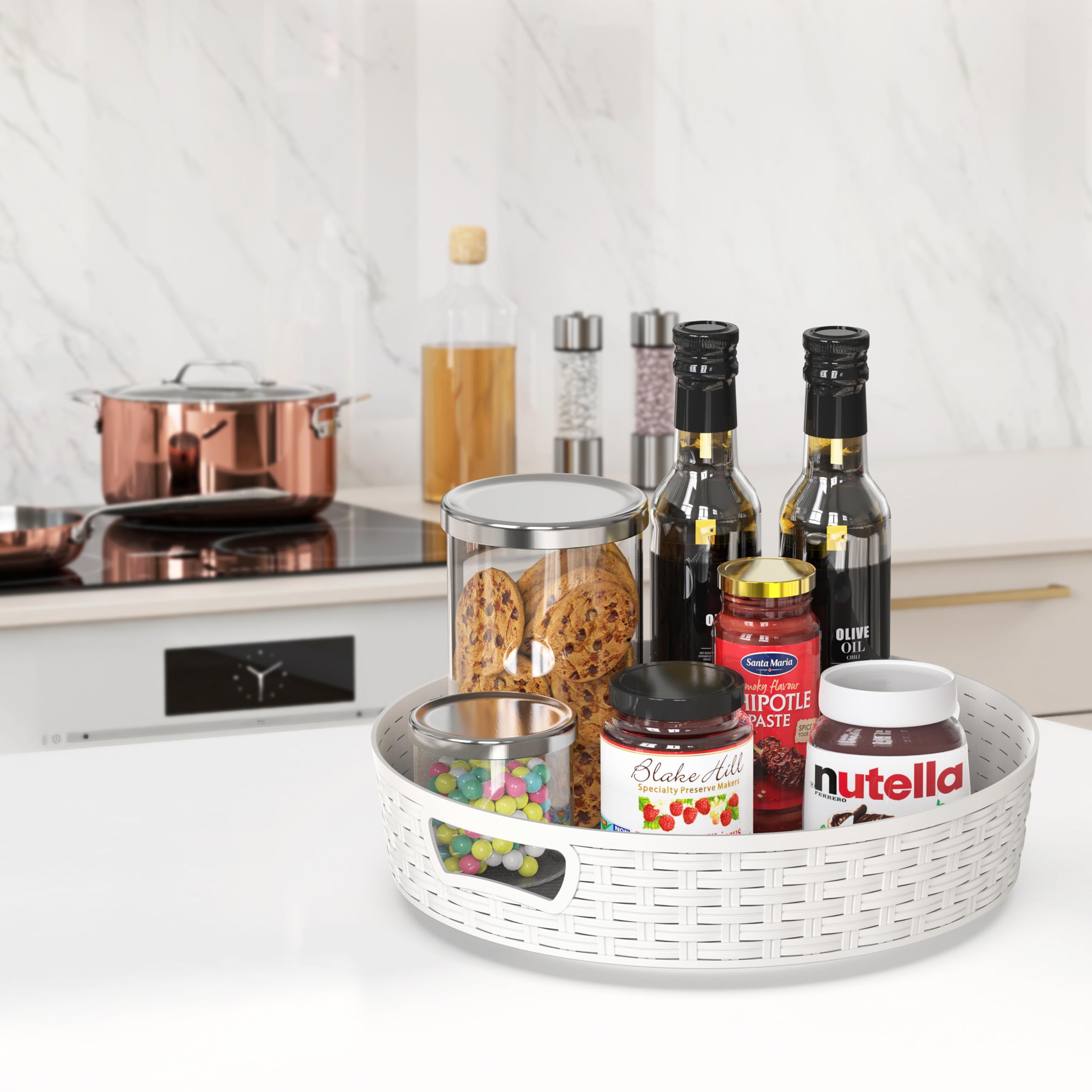 Simple Houseware 12-Inch Non-Skid Storage Lazy Susan Multifunctional Organizer, White