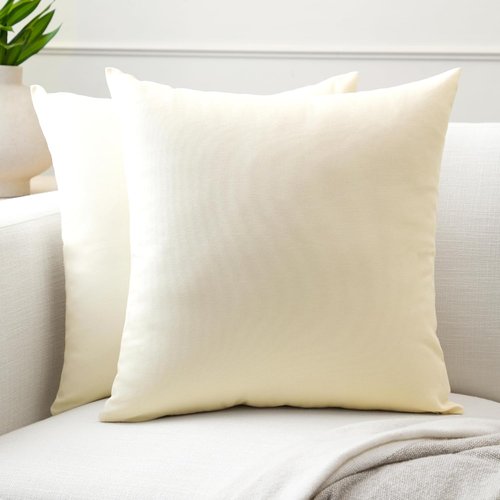 Encasa XO Throw Pillow Covers - Set of 2 Natural Cotton 12x12 in | Decorative Cushion Covers with Improved Zipper for Living Room & Sofa