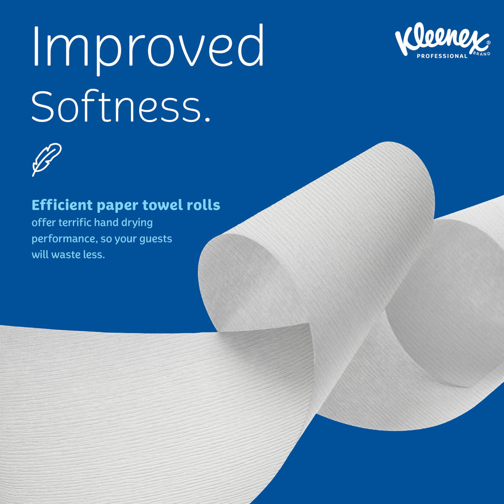 Kleenex Professional Universal Hard Roll Paper Towels, Bulk (01080), Hardwound 1.5" Core, Premium Absorbency Pockets, White (12 Rolls at 425' Each, 5,100'/Case)