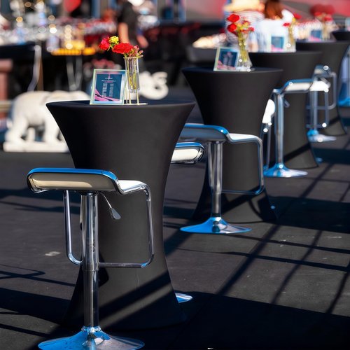 Lemict Cocktail Table Covers - 4 Pack 32x43 Inch Table Cloth - Black Fitted Stretch Spandex Round High Top Tablecloth for Party, Bar, Birthday, Pub, Banquet
