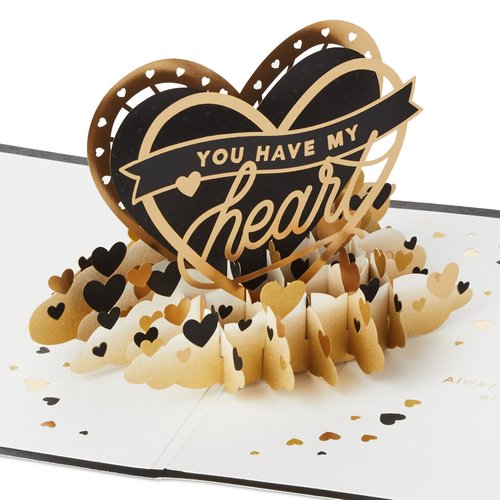 Hallmark Valentine's Day Pop Up Card (You Have My Heart) Signature Paper Wonder 3D Card for Anniversary, Love, Romantic Birthday, Sweetest Day