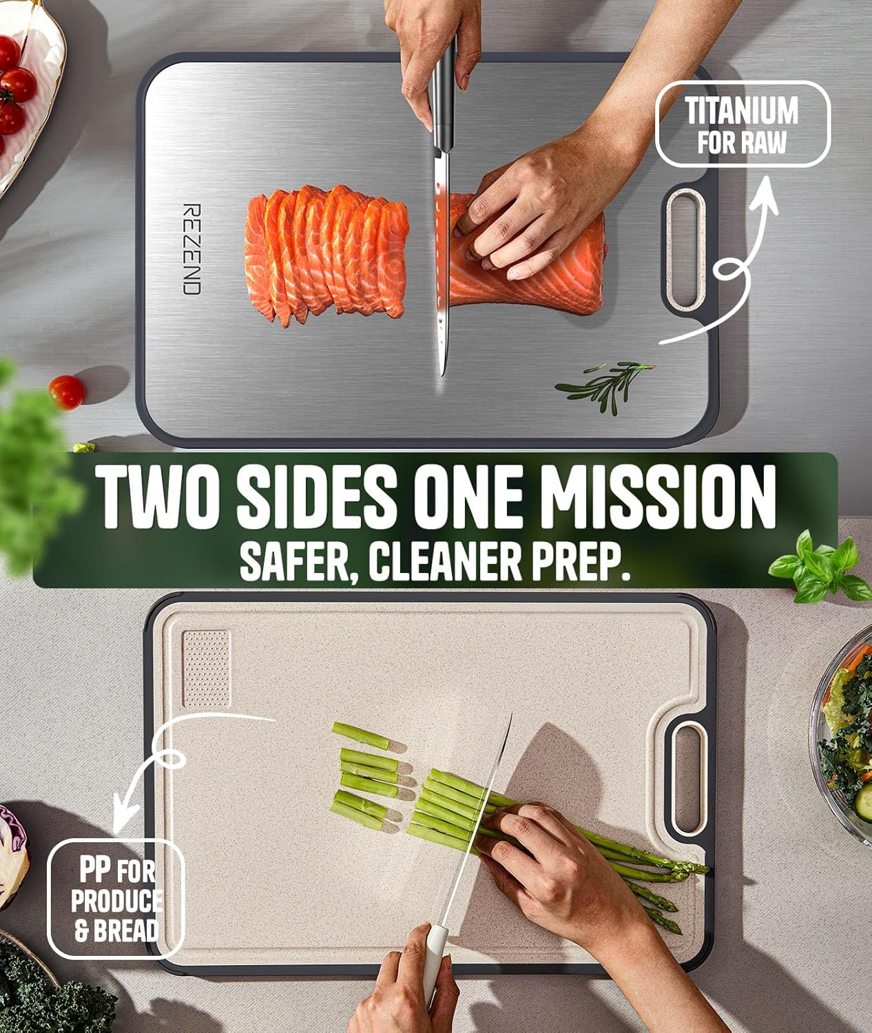 **Titanium Cutting Board Set - Non-Toxic Dual-Sided Design for Hygienic Food Prep | Extra Large (M/L/XL)**