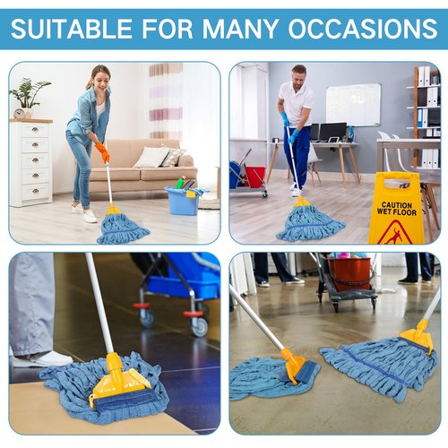 Lallisa 10 Pcs Commercial Mop Head Replacement Tube Microfiber Mop Heads for Floor Cleaning Industrial Mop Heads Looped End Wet Mop Head Refill for Home Commercial Industrial Use (Blue,18 oz)