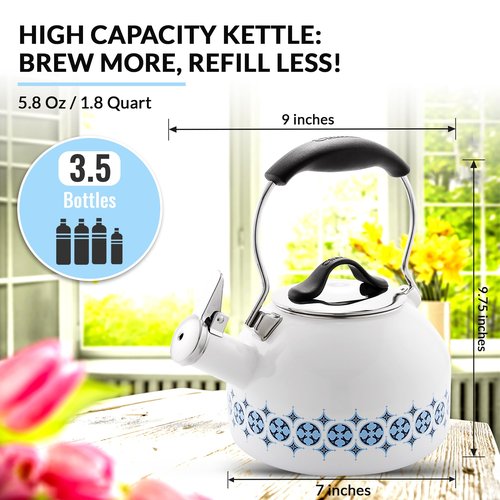 Chantal 1.8 quart Oolong Enamel on Steel Whistling Tea Kettle (Talavera)