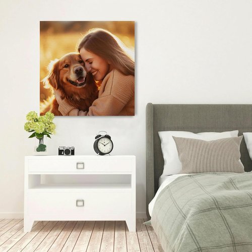 Custom Canvas Prints with Your Photos Customized Canvas Wall Art Personalized Canvas Pictures Gifts for Pet Dog Baby Family Mom Dad Men Women Couple Boyfriend Girlfriend Framed 8x8