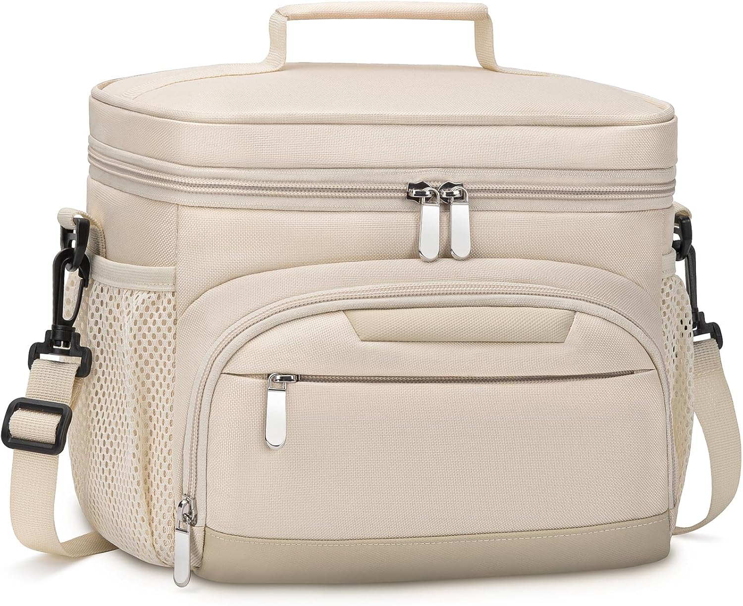 Skiennix Insulated Lunch Box - Leakproof Soft Cooler Tote Bag with Adjustable Strap for Adults | Beige, 12-Can (8L)
