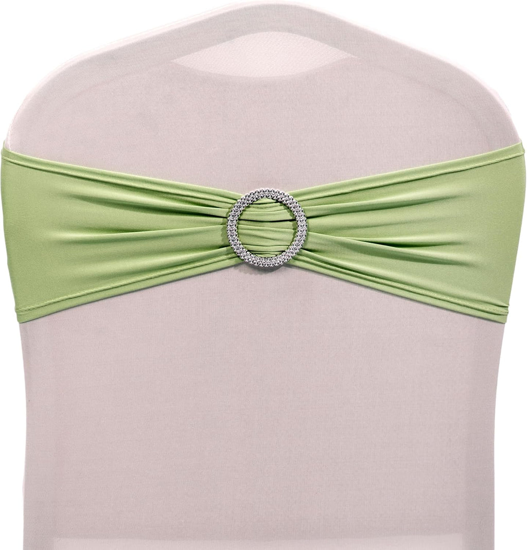 MDS Spandex Chair Sashes - Universal Fit Elastic Stretch Bands with Buckle for Weddings | Sage Green, Pack of 150