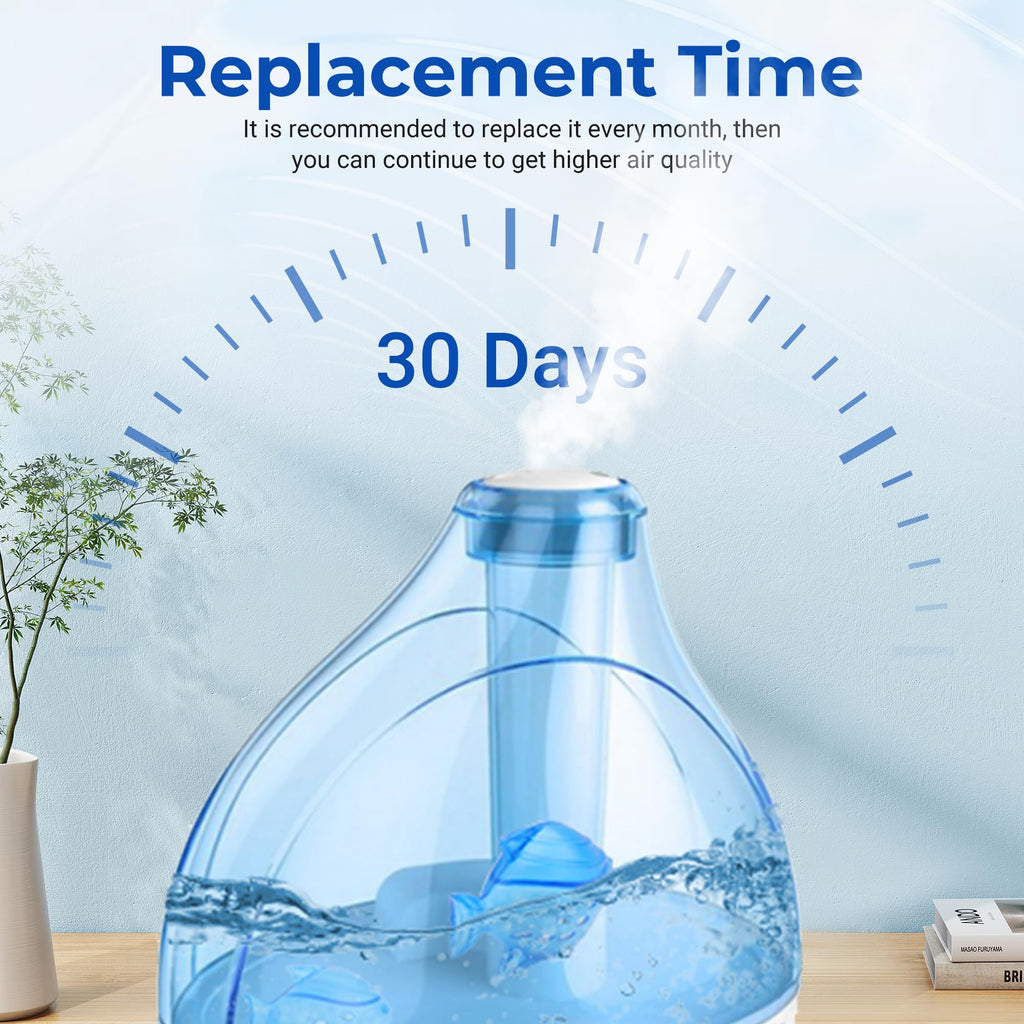 Funmit Humidifier Cleaning Fish, 6 Pack Humidifier Cleaner for Humidifiers and Fish Tanks, Purifies Water, Prevents Hard Water Build-Up, Reduces Scale, Blue