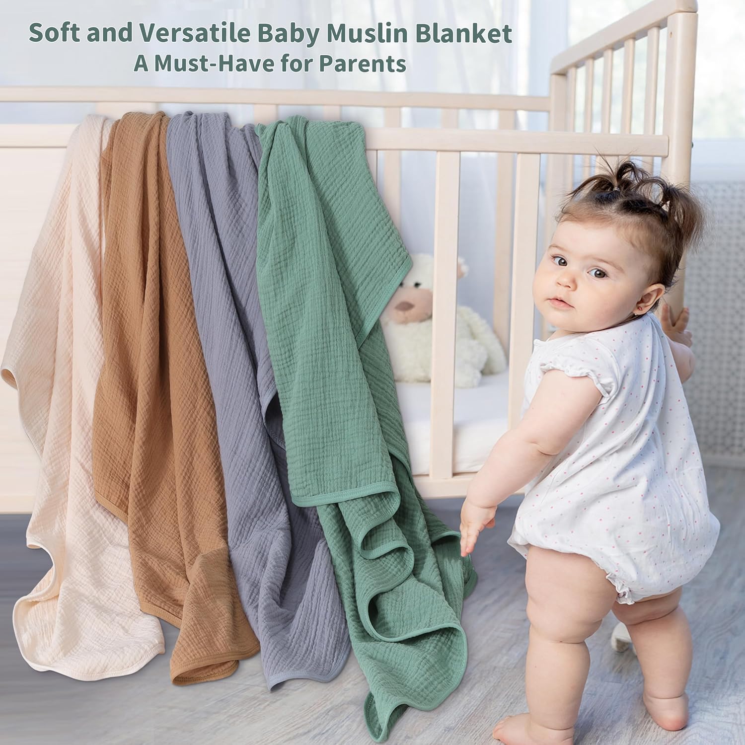 Skiennix Muslin Swaddle Blankets - Soft & Breathable 2-Pack for Newborns | Large 41 x 41 Inches (Beige & Coffee)