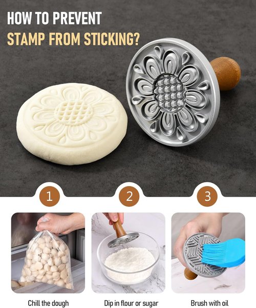 HULISEN Cookie Stamps Set - Metal Cookie Press Molds with Wooden Handle for Easy DIY Baking | Gift-Ready Set of 4