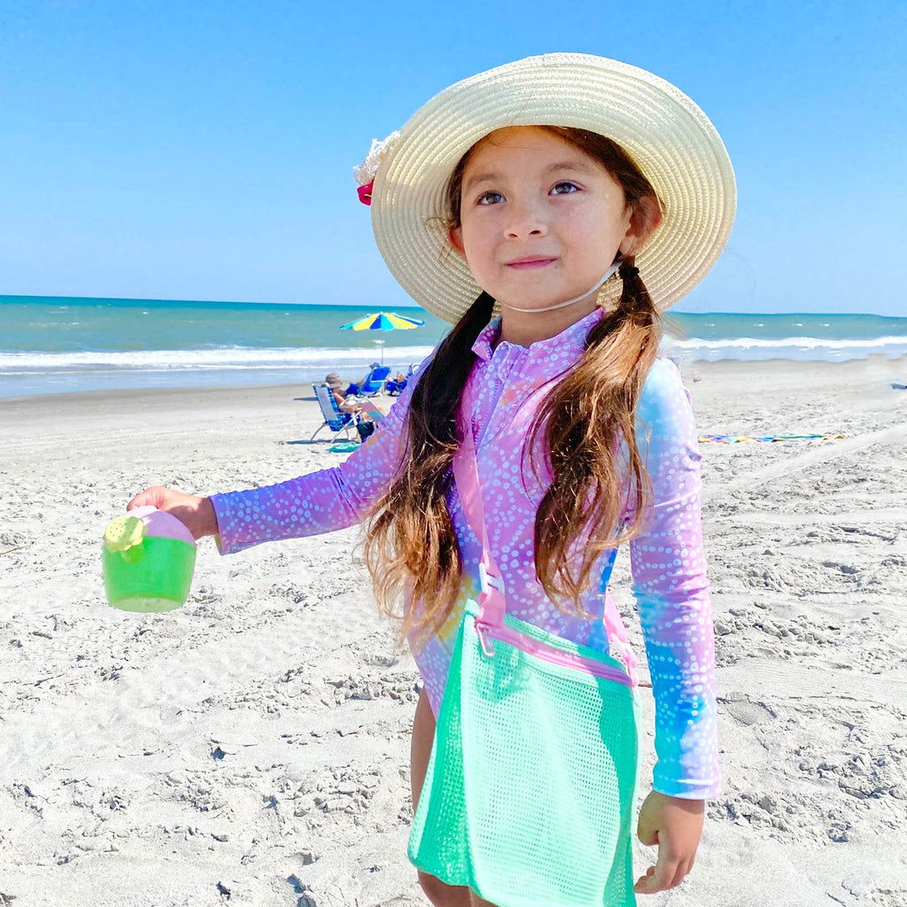 Tagitary Beach Toy Mesh Beach Bag Kids Shell Collecting Bag Beach Sand Toy Seashell Bags Swimming Accessories for Boys and Girls(Only Bags,A Set of 3)