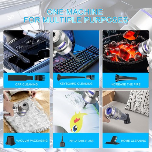 Handheld Vacuum Cordless, 21000Pa Wireless Handheld Car Vacuum Cleaner Strong Suction, 4 in 1 Mini Vacuum Portable Cordless, 100W High Power Brushless Motor & Air Duster for Car, Home, Gifts (Blue)