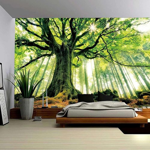 ENJOHOS Green Nature Tree Tapestry - Enchanted Forest Wall Hanging Decor | Large 90''L x 59''W for Bedroom & Living Room