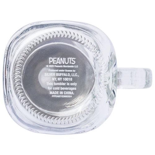 Silver Buffalo Peanuts Snoopy Glass Jar with Lid and Straw, 21 Ounces