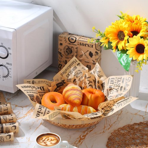 400 Pcs Deli Wax Paper Sheets 15 x 15 Inch Large Newsprint Sandwich Paper Wraps Greaseproof Food Basket Liners Newspaper Wrapping Square for Halloween Christmas Burger Bread BBQ Picnic (Brown Black)