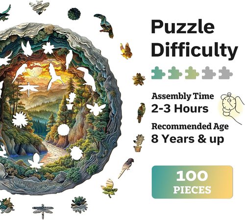 Jigfoxy 3D Wooden Puzzle for Adults - Unique Animal Shape Jigsaw | Perfect Christmas & Thanksgiving Gift (100 Pcs, 8.5 x 8.4 in)