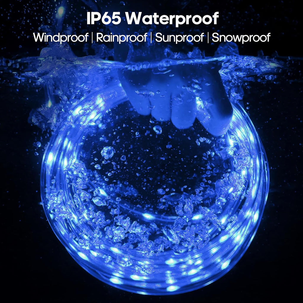 720 LED Outdoor Rope Lights by [Brand Name] - Waterproof with Remote, 8 Modes & 4 Brightness Levels | 100Ft Blue for Garden, Patio & Party