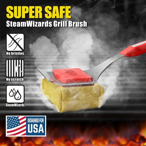 GRILLART BBQ Wire Brush Set - Extra Strong Wire & Bristle-Free SteamWizards Grill Brush