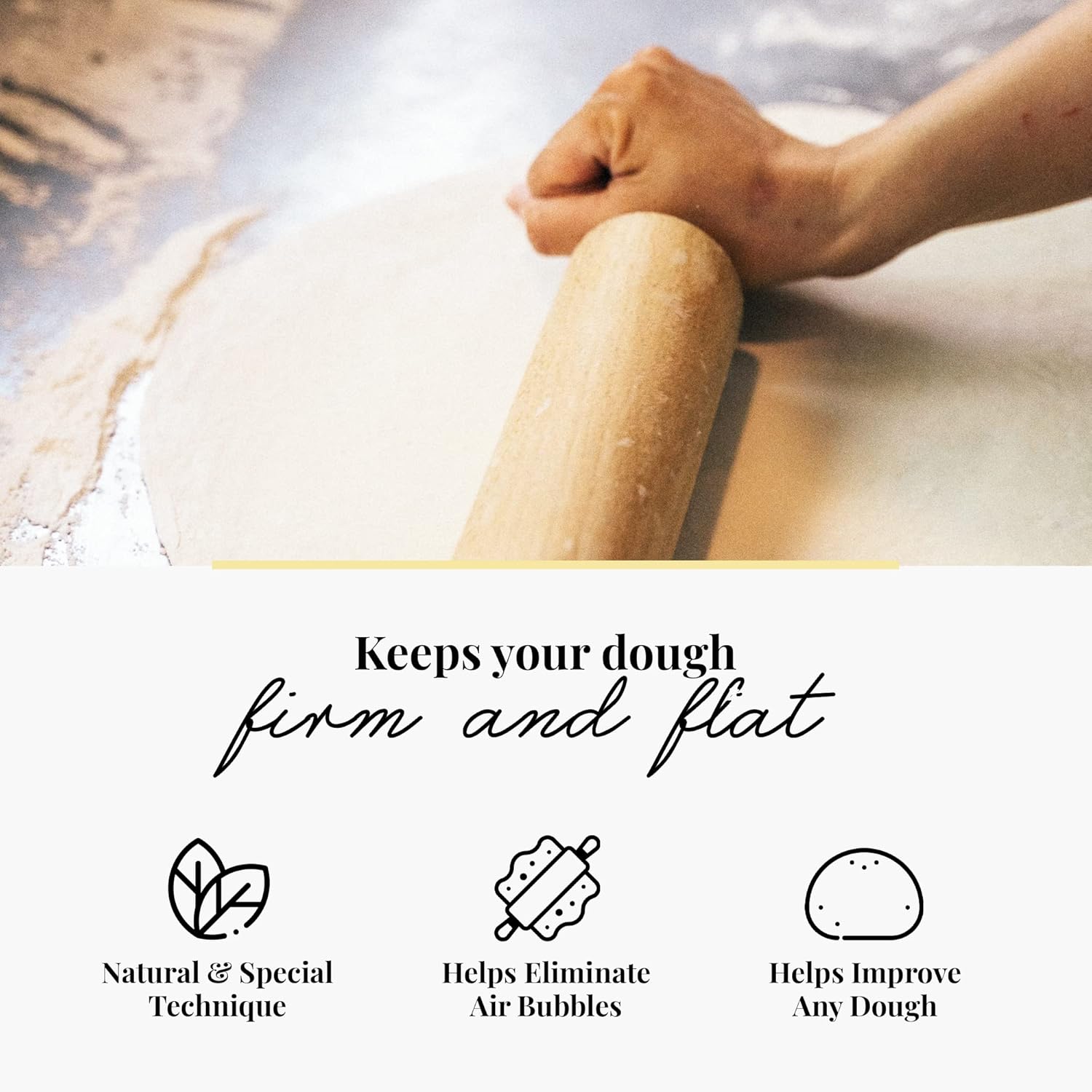 Tuuli Kitchen Professional Wooden Rolling Pin - Classic Design with Revolving Center | 17.3 x 2.2 Inches