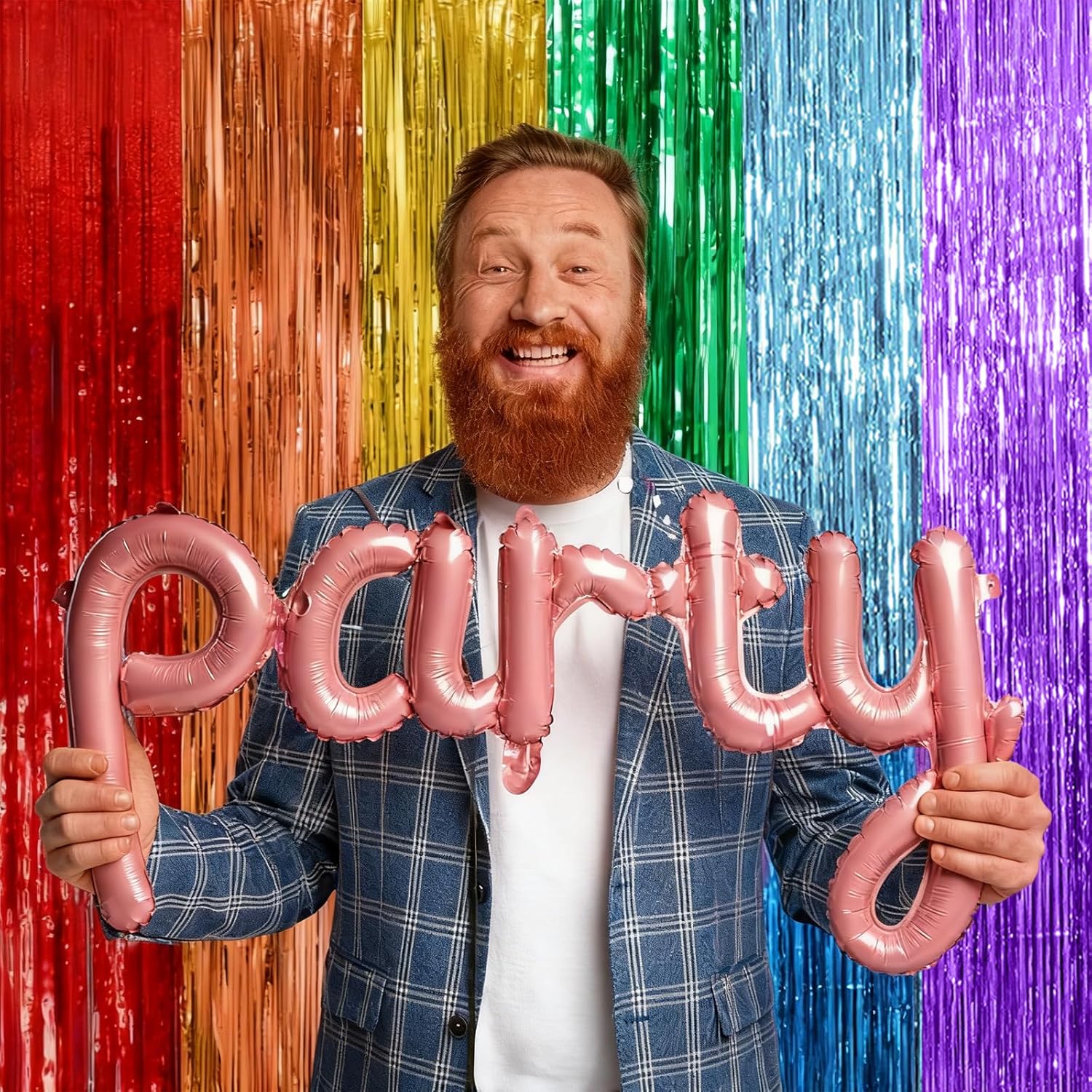 Skiennix Rainbow Backdrop - Colorful Tinsel Curtain Party Decorations | 2 Pack for Birthdays & Events