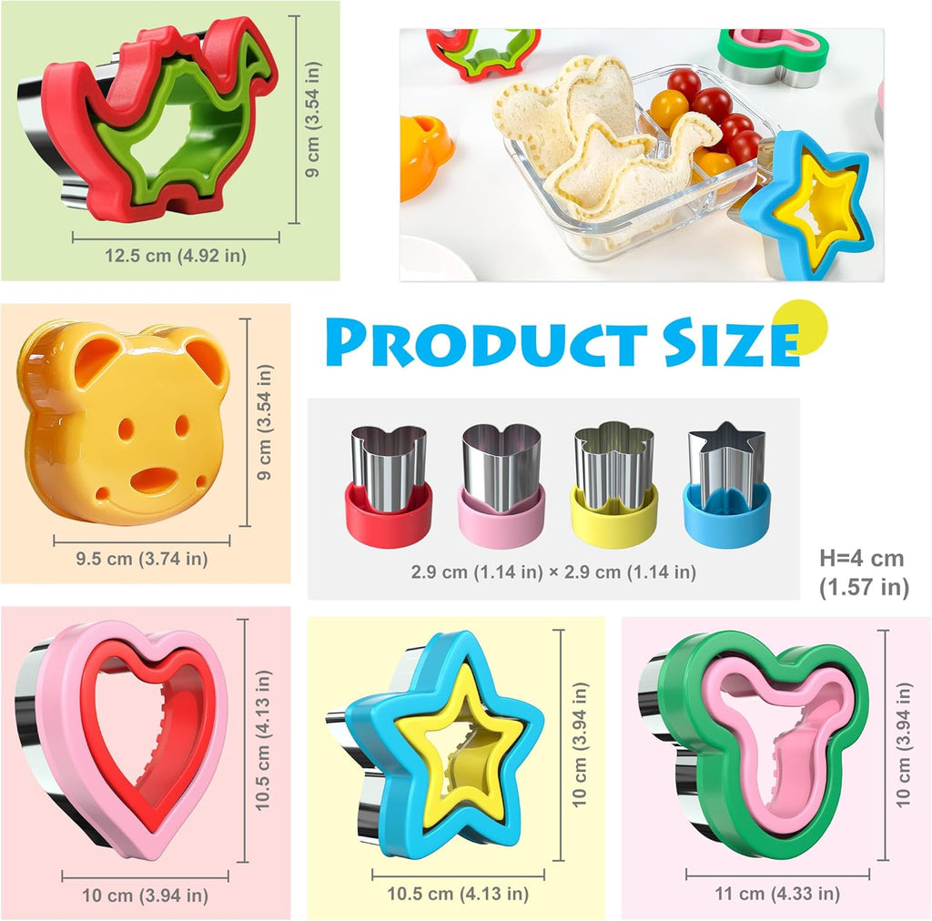 Skiennix Sandwich Cutter and Sealer - 5 PCS Kids Decruster for Fun Lunchbox Bento Box Meals