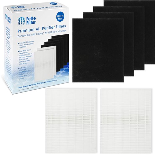 Fette Filter - 200M / AP-1512HH Premium H13 True Hepa Filter Set Compaible with Coway AP-1512HH AP1512HH AP-1512HH-FP Airmega 200M AP-1518R 200M(W) 2 True Hepa with 4 Pre Filter Part # 3304899