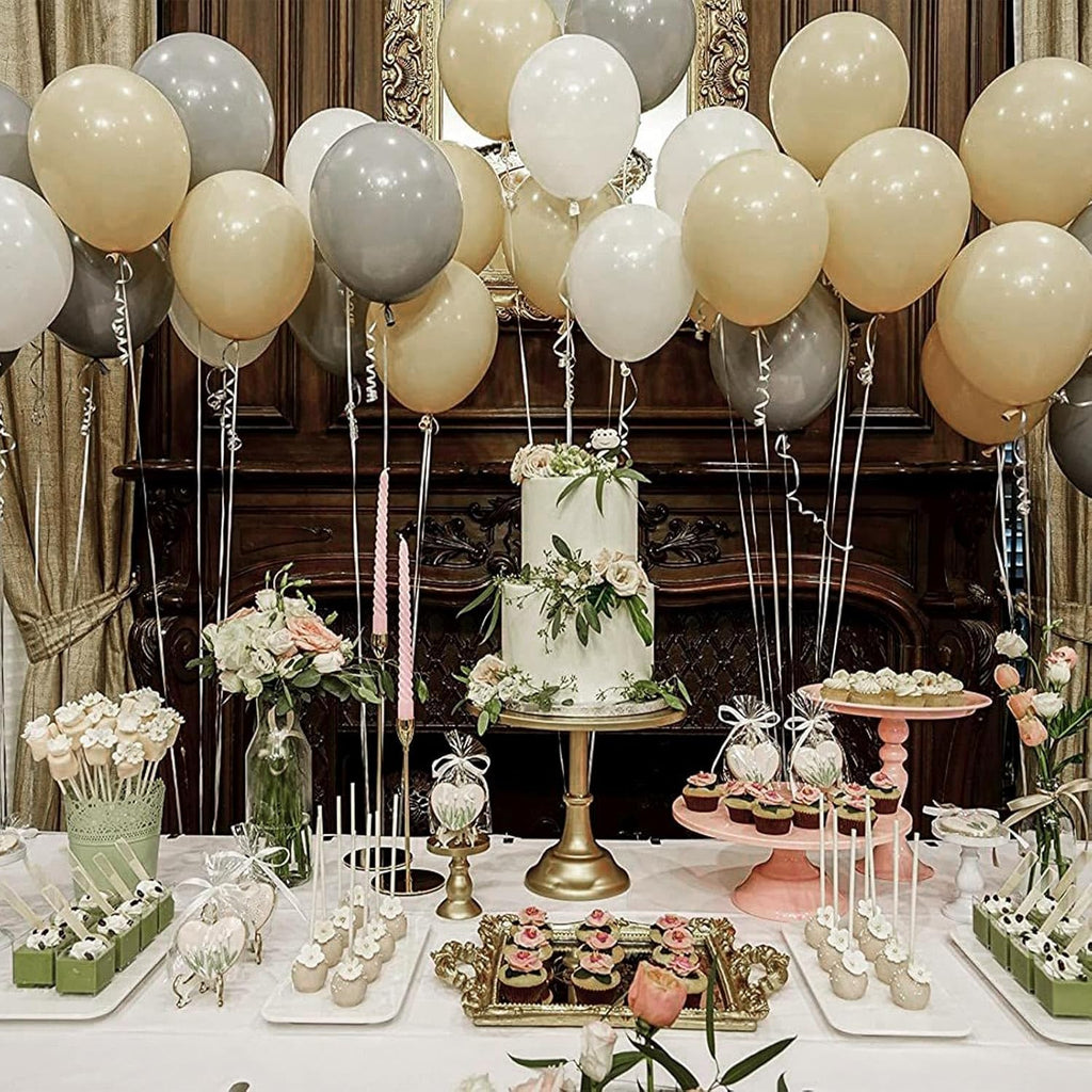 PartyWoo Cream Balloons - 155 Pcs in Beige, Ivory & Nude | Perfect for Graduation & Baby Showers