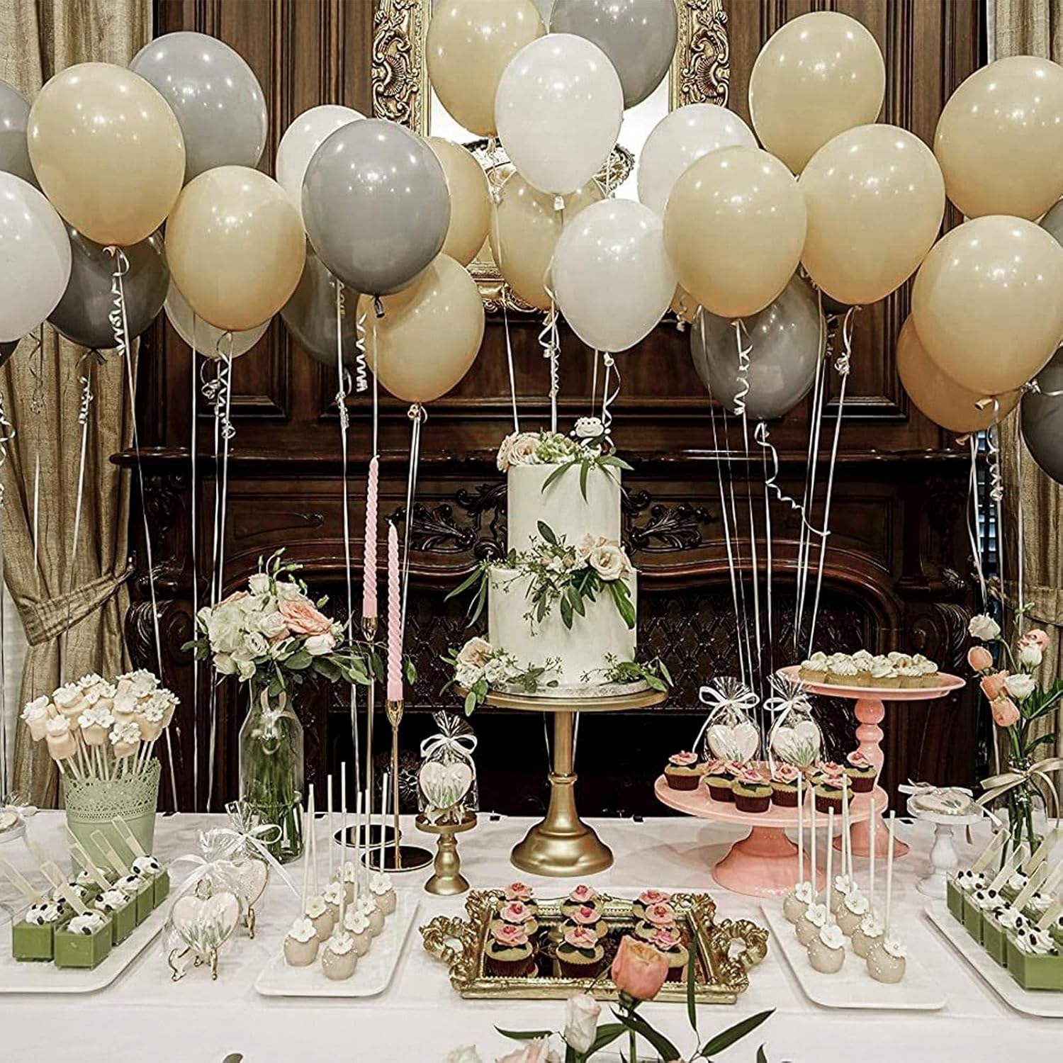 PartyWoo Cream Balloons - 155 Pcs in Beige, Ivory & Nude | Perfect for Graduation & Baby Showers