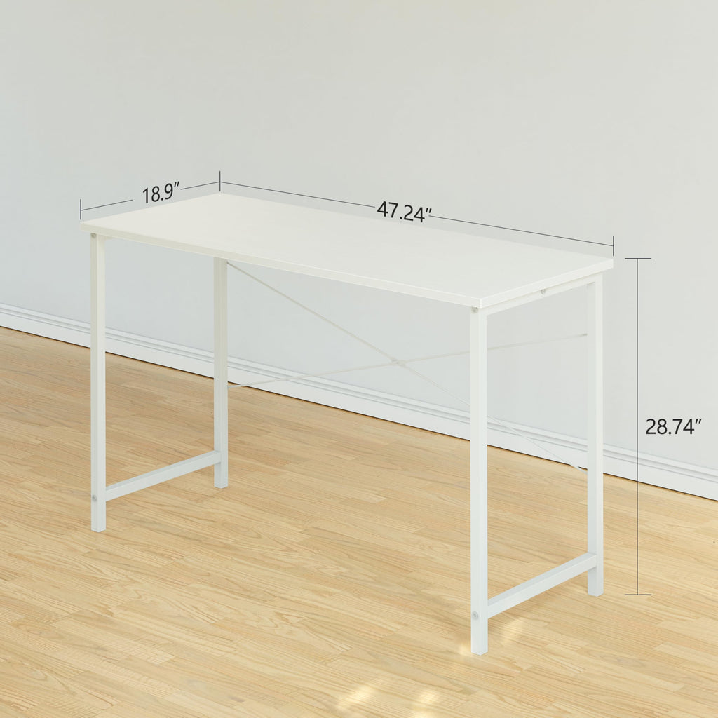 Cubiker Computer Desk, 47 inch Small Home Office Desk for Small Spaces, Modern Simple Style for Home, Office, Warm White