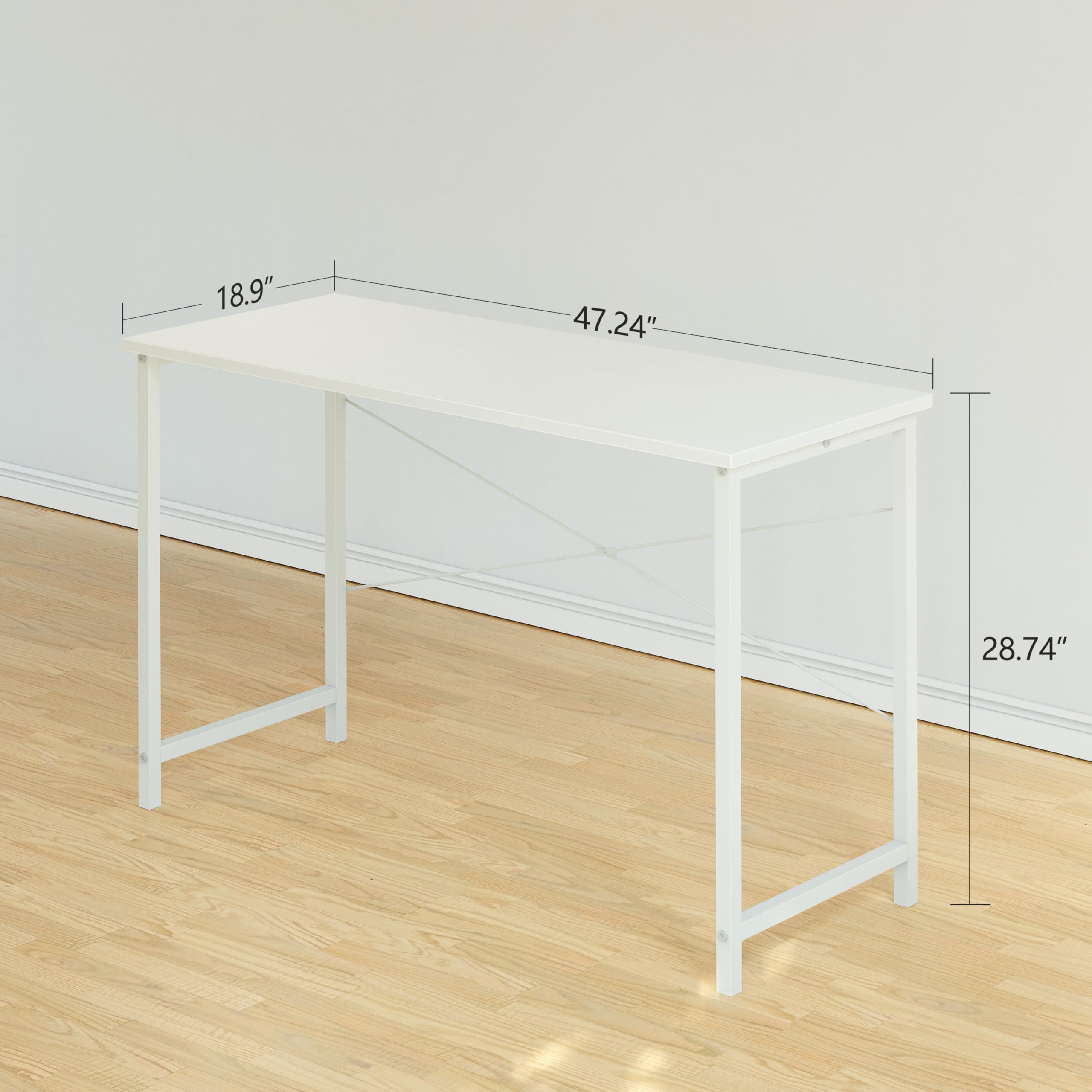 Cubiker Computer Desk, 47 inch Small Home Office Desk for Small Spaces, Modern Simple Style for Home, Office, Warm White