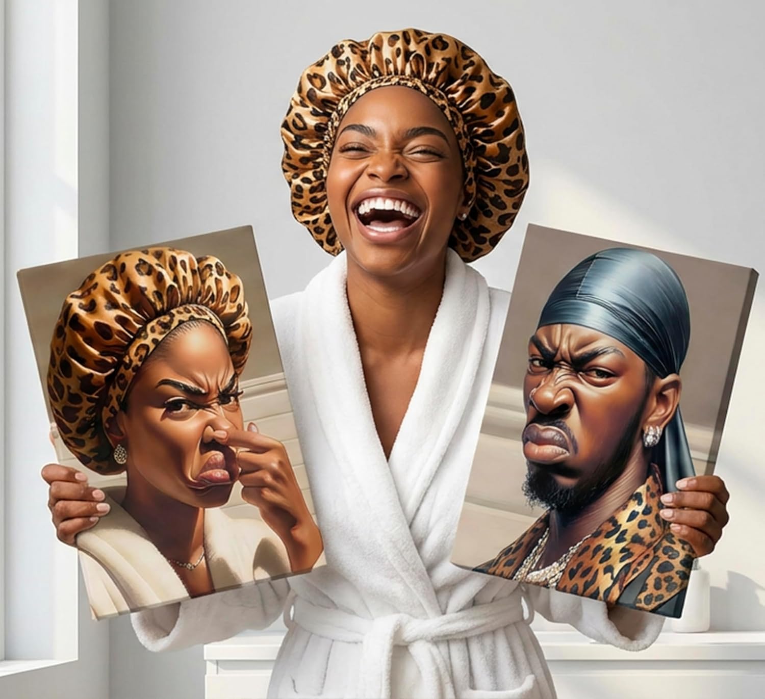 Skiennix Funny Stank Face Bathroom Wall Art - Humorous African American Canvas Decor | 2-Piece Set