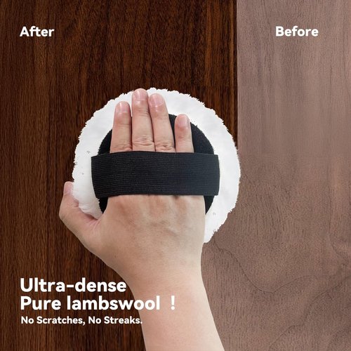 Verigud 4 Pcs 5'' Reusable Lambswool Applicator Pads for Wood Stain, Waxes & Oil-Based Finishes