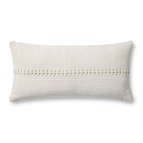 Loloi Chris Loves Julia Harvey Collection PCJ0018 White 12'' x 27'' Cover w/Down Pillow