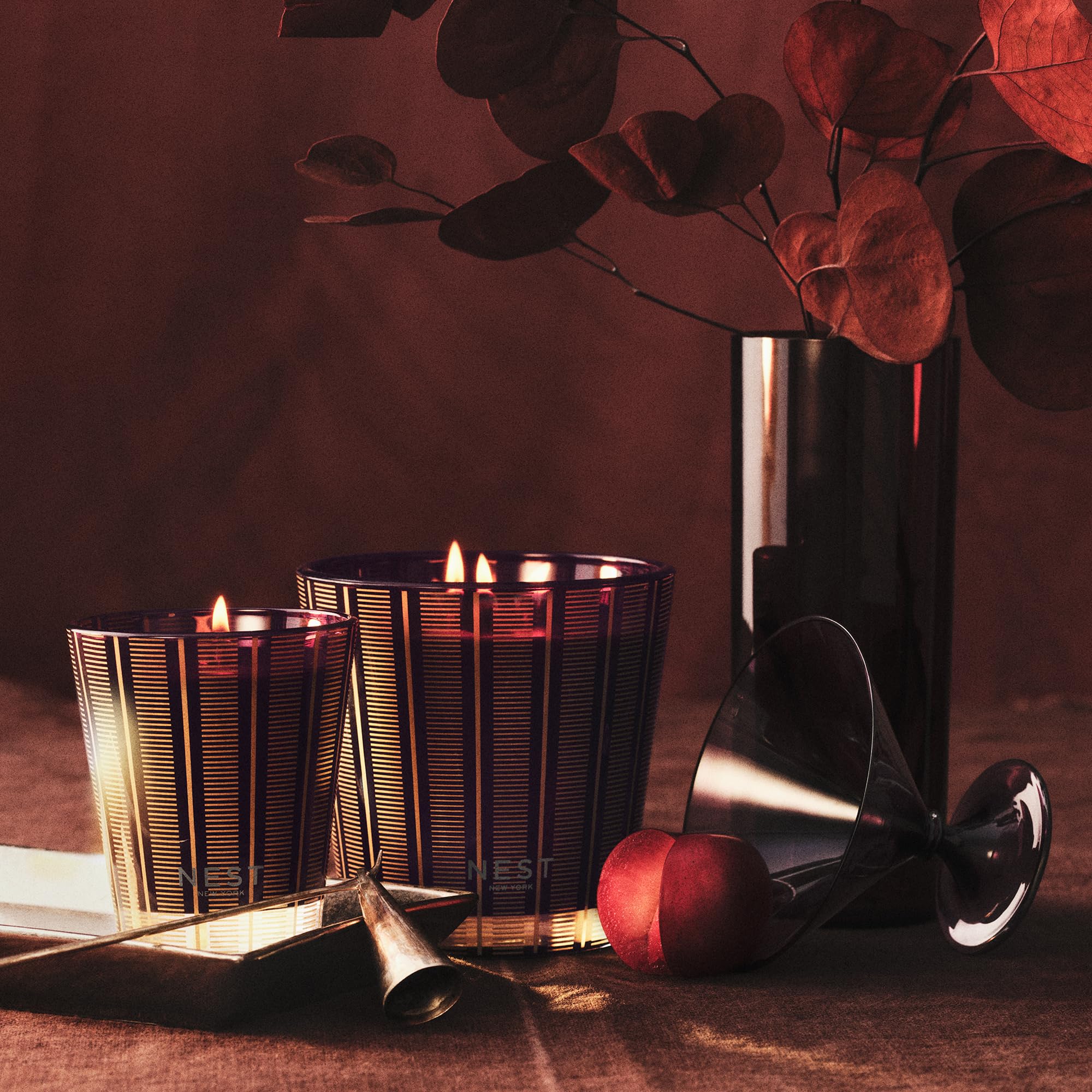 NEST New York Scented Classic Candle, Autumn Plum - 8.1 oz - Up to 60-Hour Burn Time - Reusable Glass Vessel