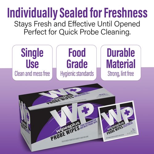 Thermometer Sanitizing Wipes - Probe Wipe Sachet - 100 Wipes