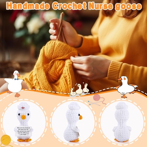 JoycuFF Nurse Mini Goose Positive Crochet Gift Easter Basket Stuffers Thank You Nurse Week Emotional Gifts Nurses Day Handmade Goose Positive Support Graduation Gifts for Nurses