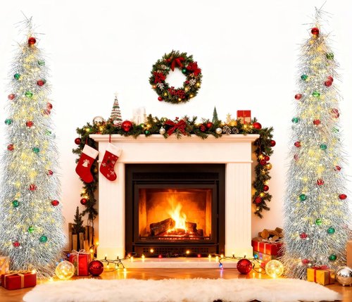 BrilliantJo 6ft Artificial Christmas Tree - Lighted & Ornamented | Collapsible Silver Tinsel Design