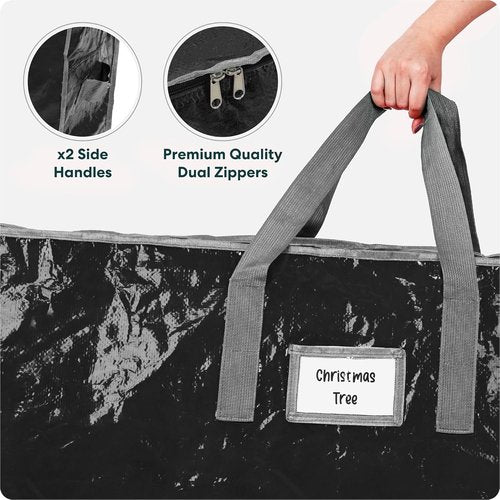 Christmas Tree Storage Bag - Durable Waterproof Zippered Bag for 9 Foot Artificial Trees | Black, Pack of 2